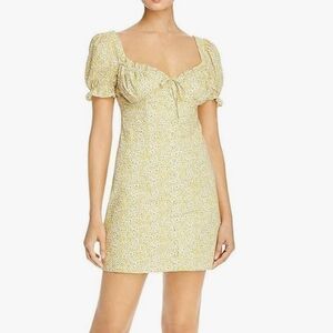 Bardot Lucinta Yellow Daisy Floral Smocked Puff Sleeve Sundress Dress Size M NWT